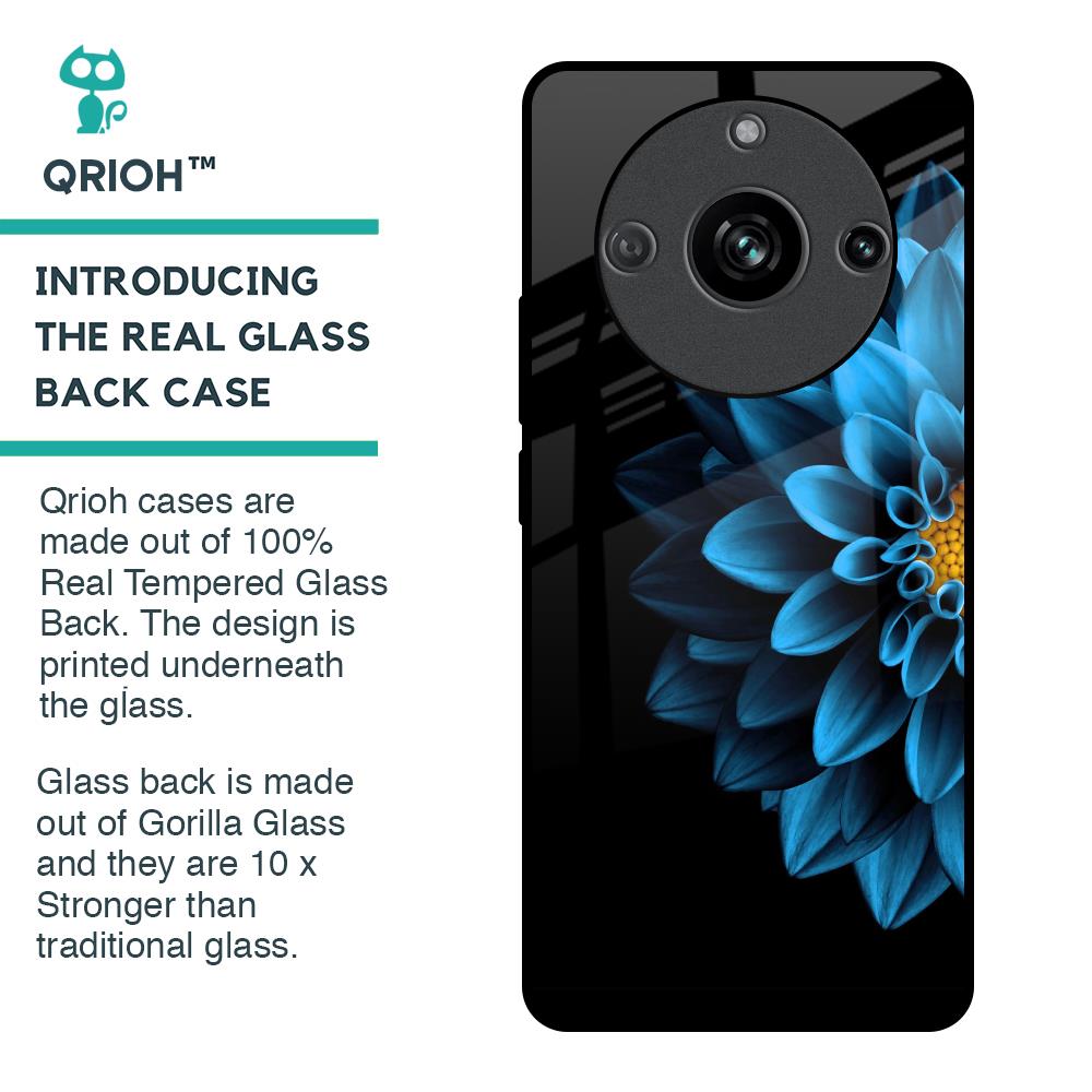 Half Blue Flower Glass Case for Realme 11 Pro 5G