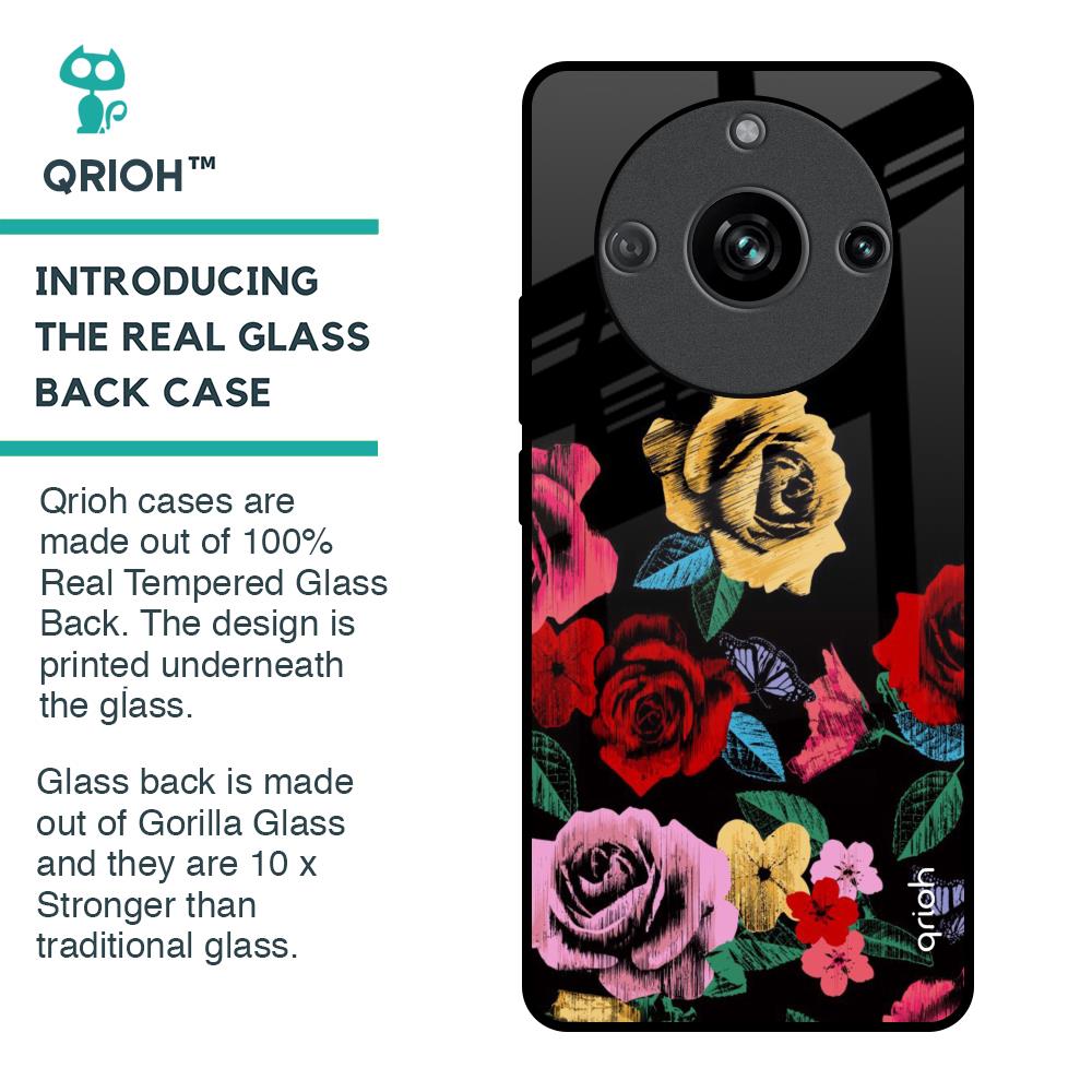 Floral Decorative Glass Case For Realme 11 Pro 5G
