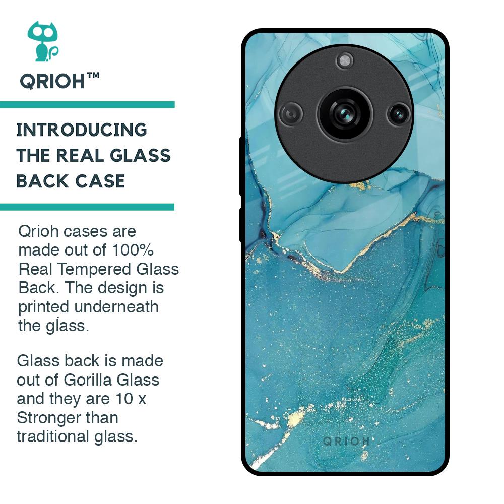 Blue Golden Glitter Glass Case for Realme 11 Pro 5G