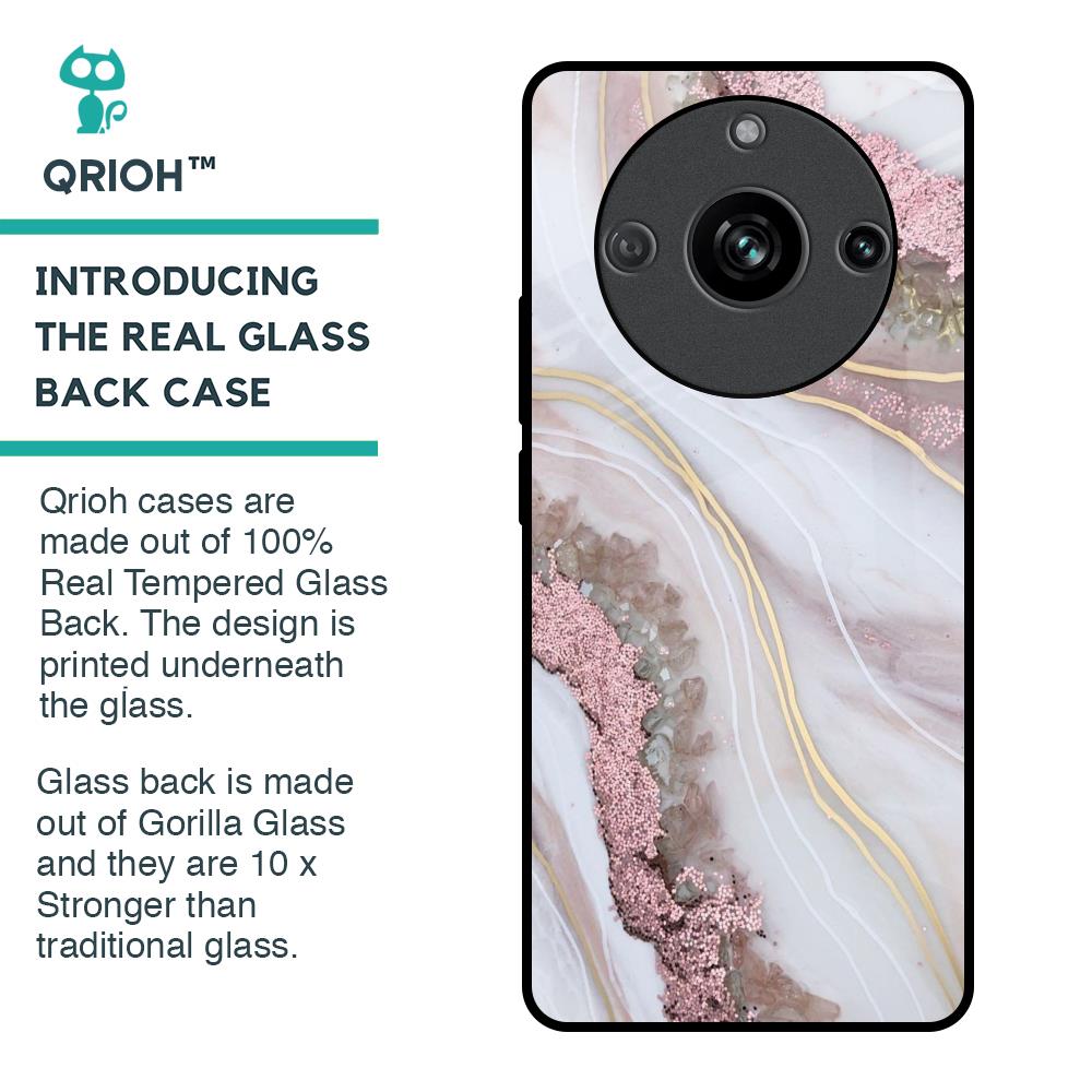 Pink & Gold Gllitter Marble Glass Case for Realme 11 Pro 5G