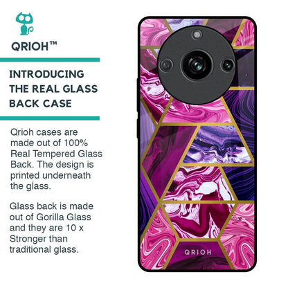 Electroplated Geometric Marble Glass Case for Realme 11 Pro 5G
