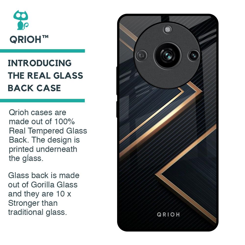 Sleek Golden & Navy Glass Case for Realme 11 Pro 5G