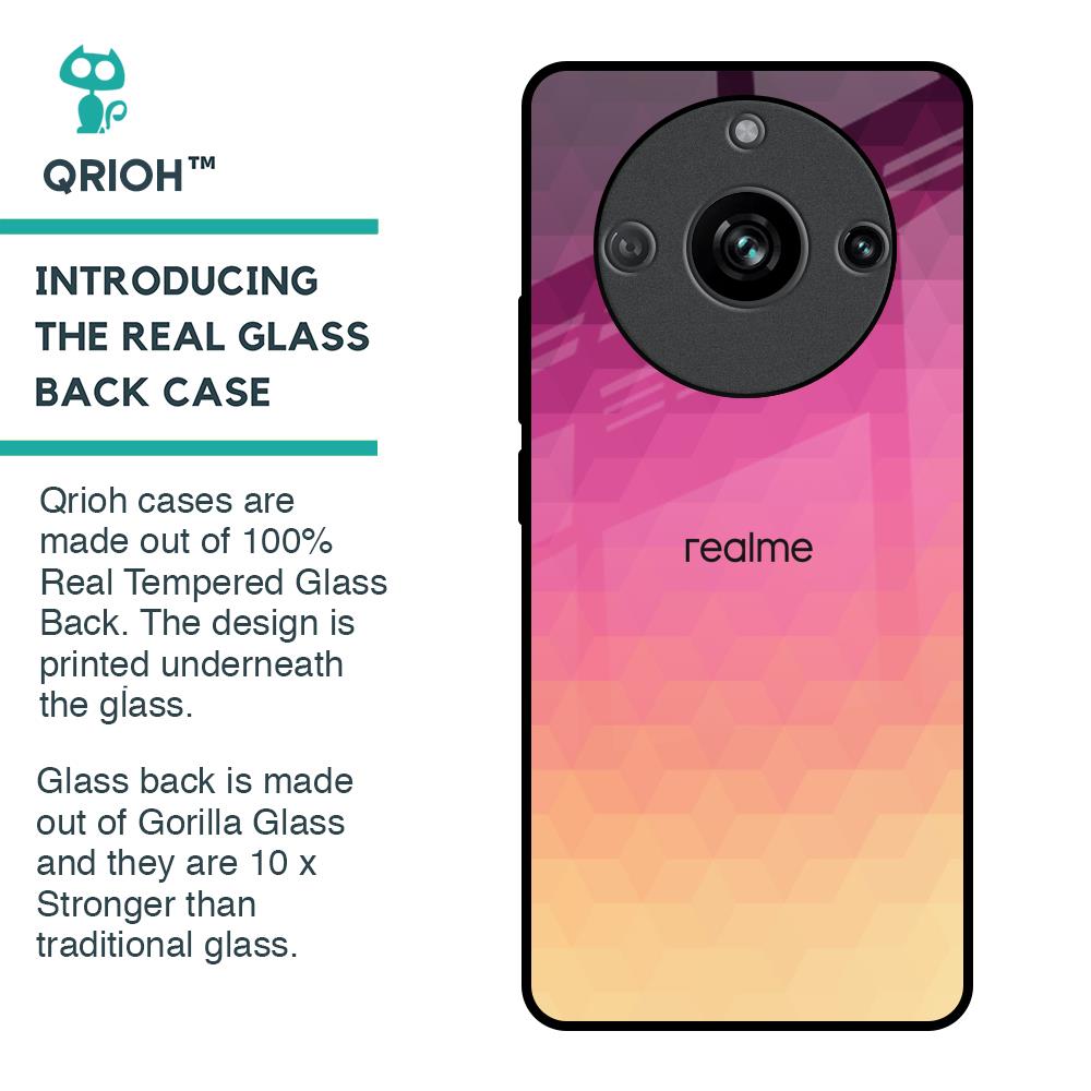 Geometric Pink Diamond Glass Case for Realme 11 Pro 5G