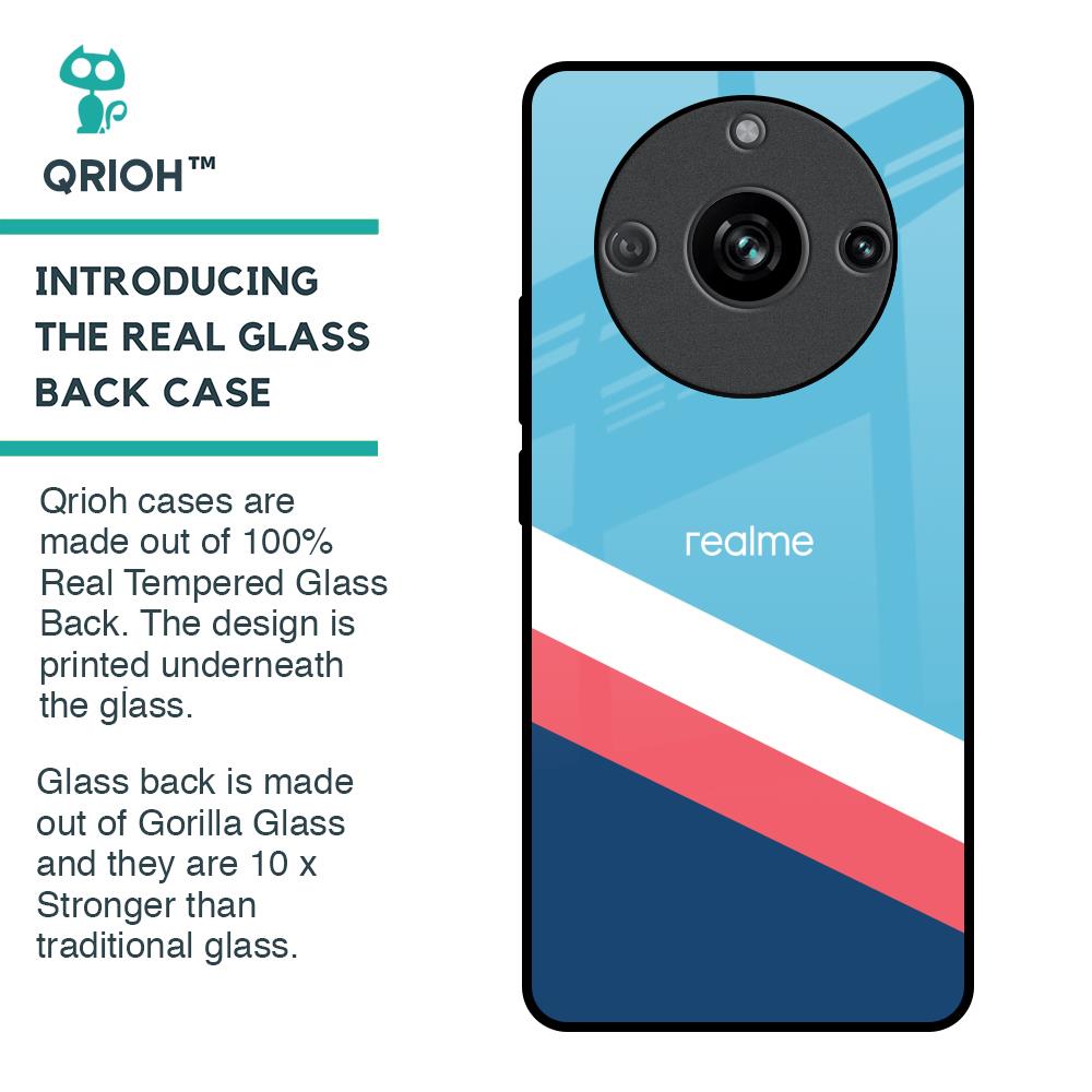 Pink & White Stripes Glass Case For Realme 11 Pro 5G