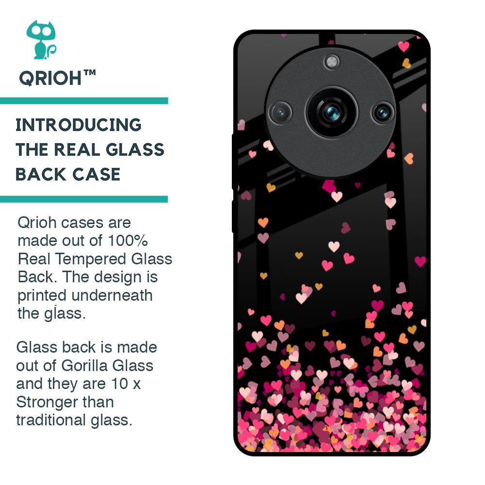 Heart Rain Fall Glass Case For Realme 11 Pro Plus 5G