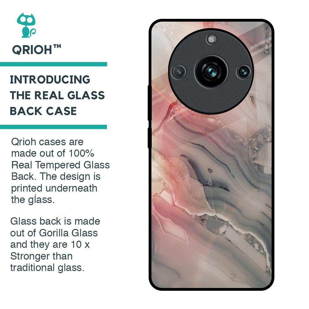 Pink And Grey Marble Glass Case For Realme 11 Pro Plus 5G