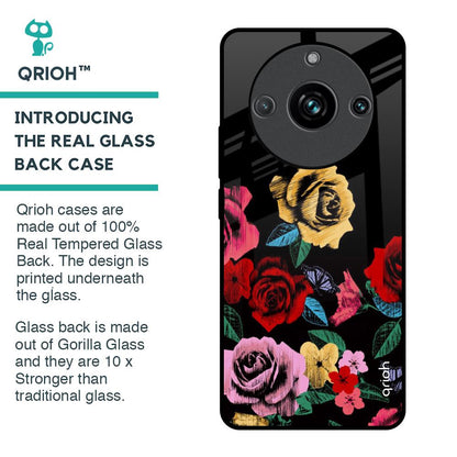Floral Decorative Glass Case For Realme 11 Pro Plus 5G