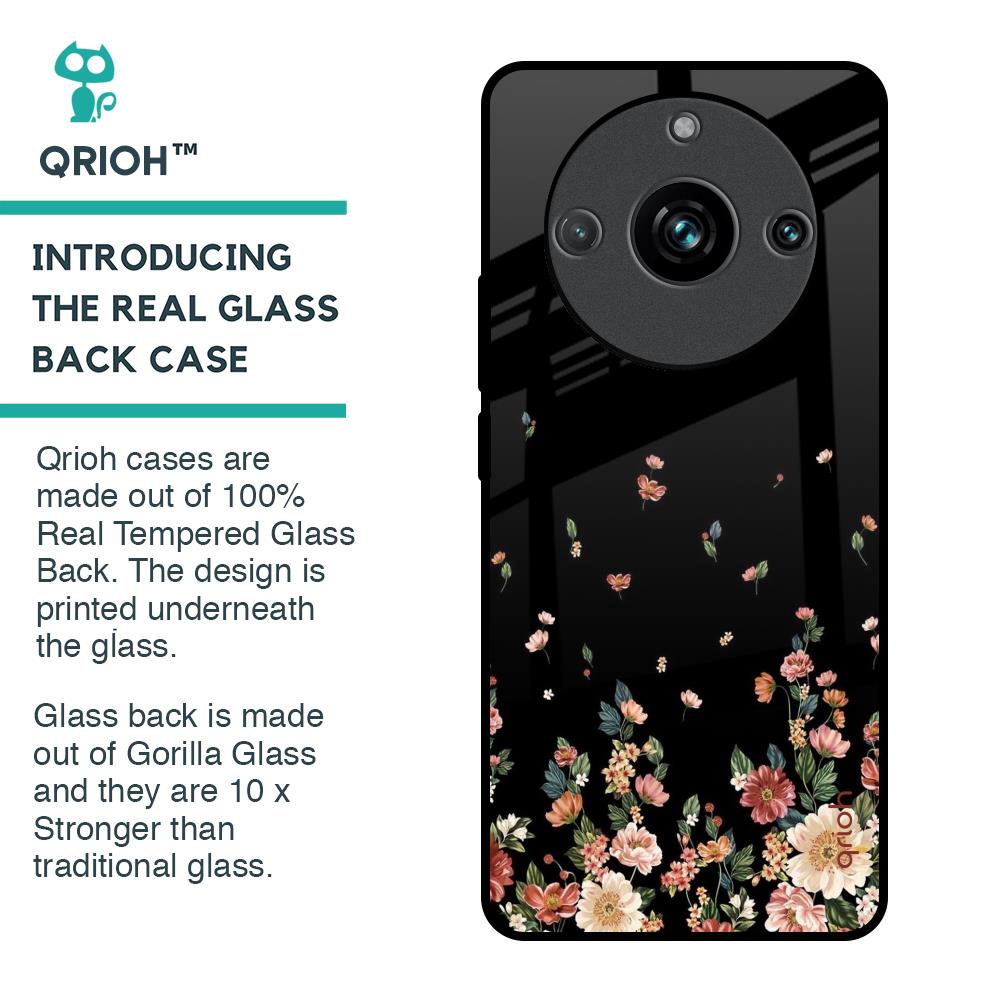 Floating Floral Print Glass Case for Realme 11 Pro Plus 5G