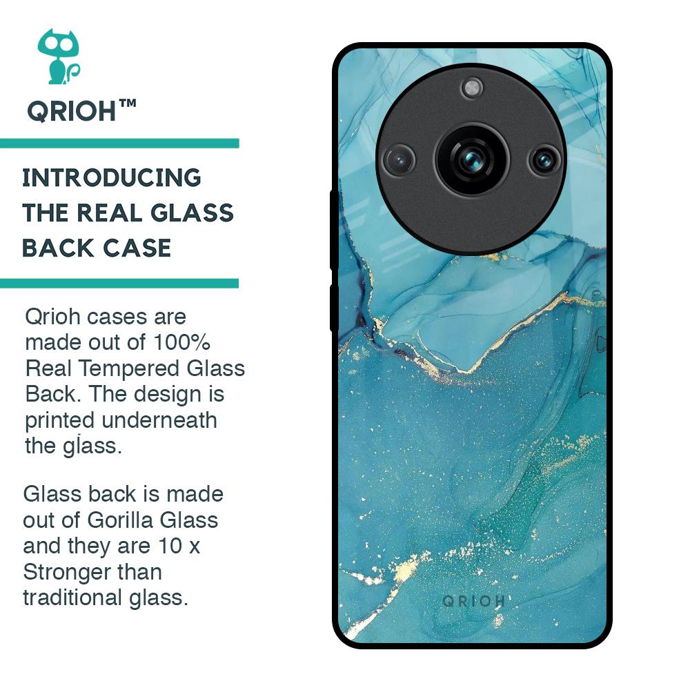 Blue Golden Glitter Glass Case for Realme 11 Pro Plus 5G