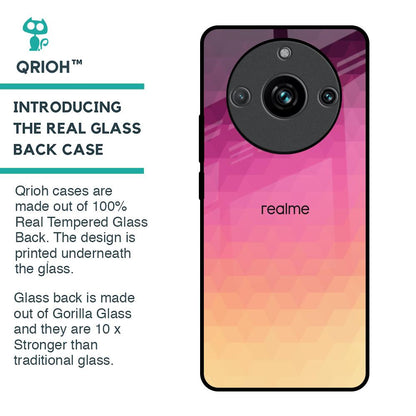 Geometric Pink Diamond Glass Case for Realme 11 Pro Plus 5G