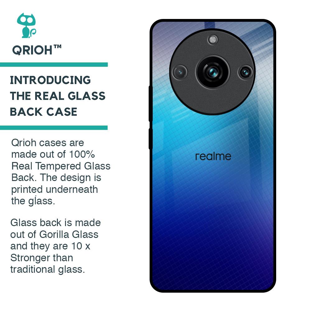 Blue Rhombus Pattern Glass Case for Realme 11 Pro Plus 5G