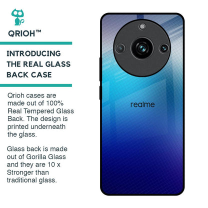 Blue Rhombus Pattern Glass Case for Realme 11 Pro Plus 5G