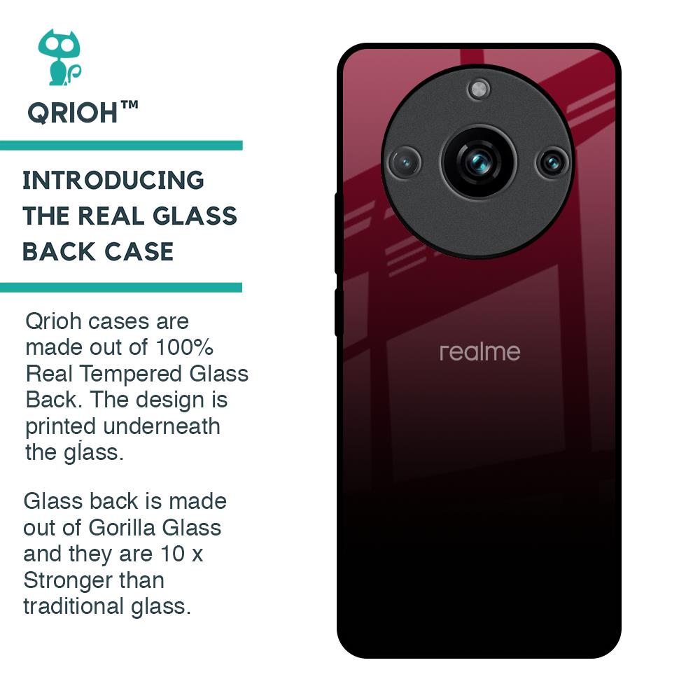 Wine Red Glass Case For Realme 11 Pro Plus 5G