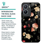 Black Spring Floral Glass Case for Vivo T2x 5G