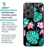 Tropical Leaves & Pink Flowers Glass Case for Vivo T2x 5G