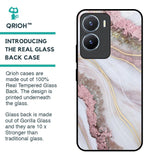 Pink & Gold Gllitter Marble Glass Case for Vivo T2x 5G