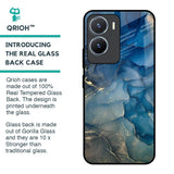 Blue Cool Marble Glass Case for Vivo T2x 5G