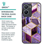 Purple Rhombus Marble Glass Case for Vivo T2x 5G