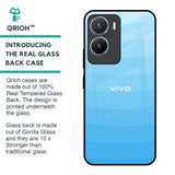 Wavy Blue Pattern Glass Case for Vivo T2x 5G