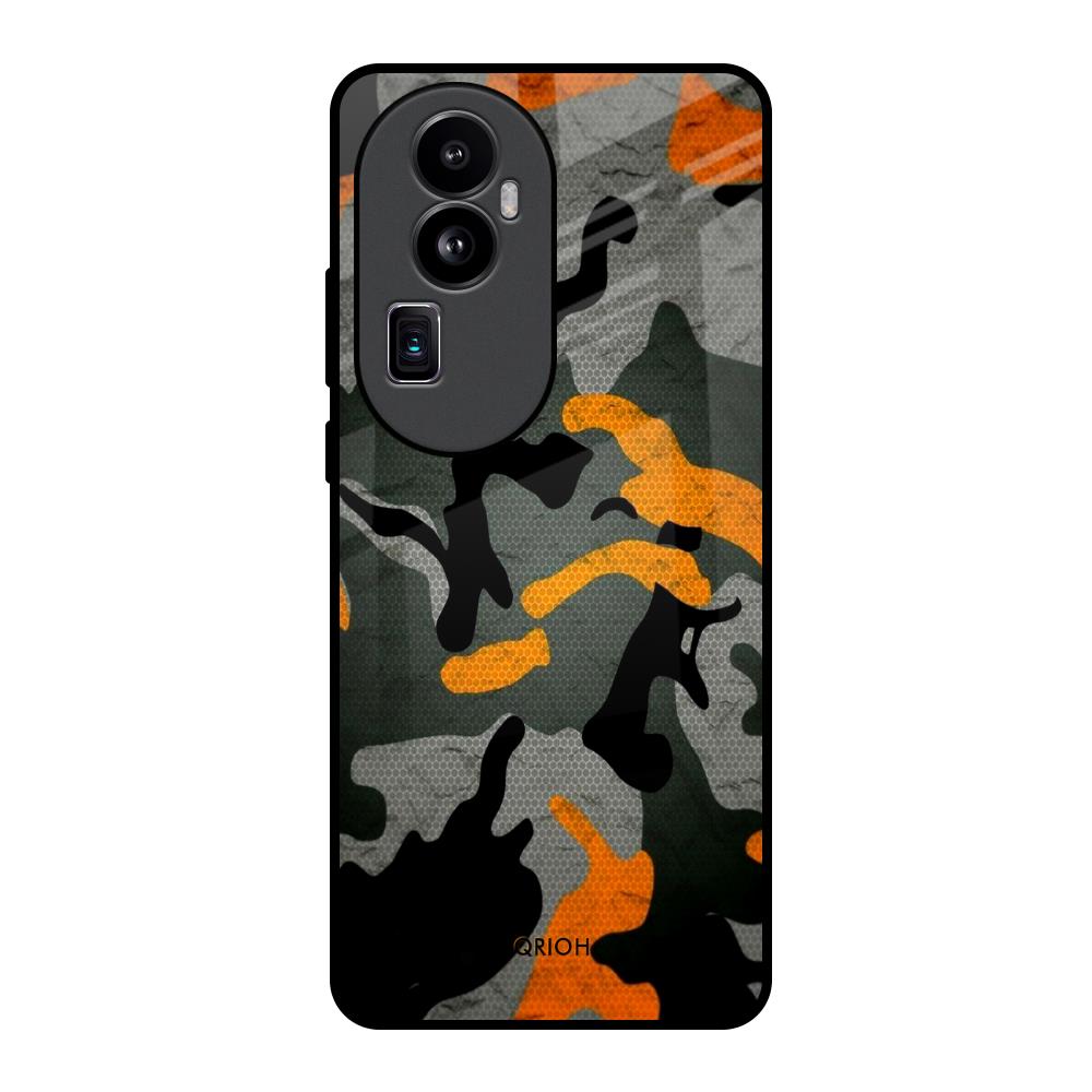 Camouflage Orange Oppo Reno10 Pro Plus 5G Glass Back Cover Online