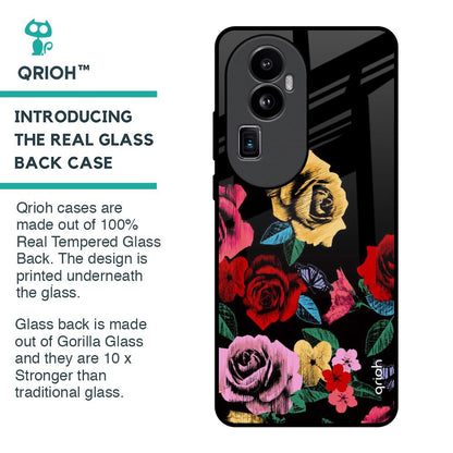 Floral Decorative Glass Case For Oppo Reno10 Pro Plus 5G