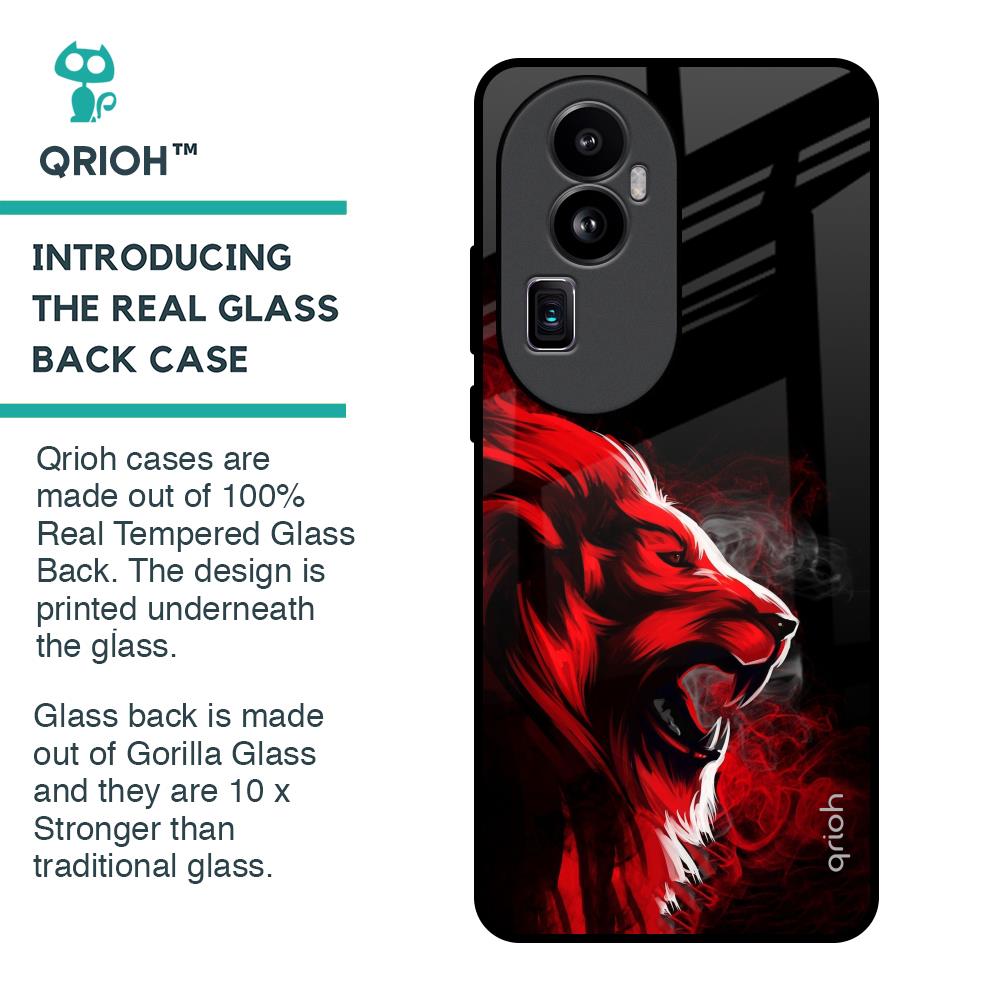 Red Angry Lion Glass Case for Oppo Reno10 Pro Plus 5G