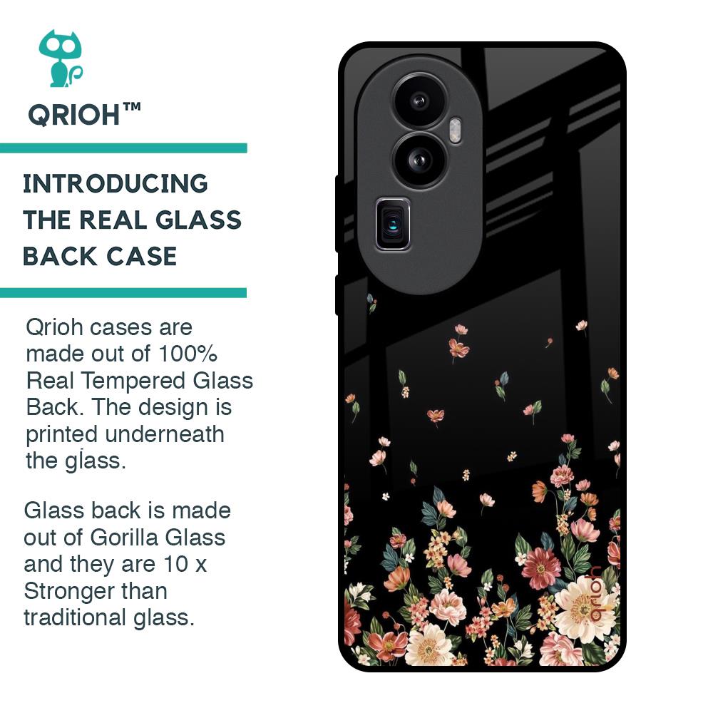 Floating Floral Print Glass Case for Oppo Reno10 Pro Plus 5G