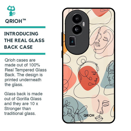 Abstract Faces Glass Case for Oppo Reno10 Pro Plus 5G