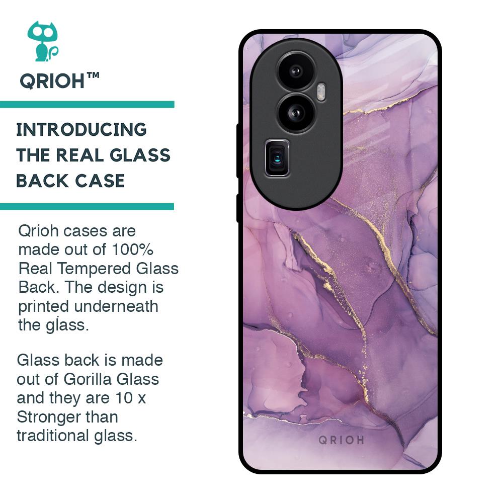 Purple Gold Marble Glass Case for Oppo Reno10 Pro Plus 5G