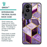 Purple Rhombus Marble Glass Case for Oppo Reno10 Pro Plus 5G