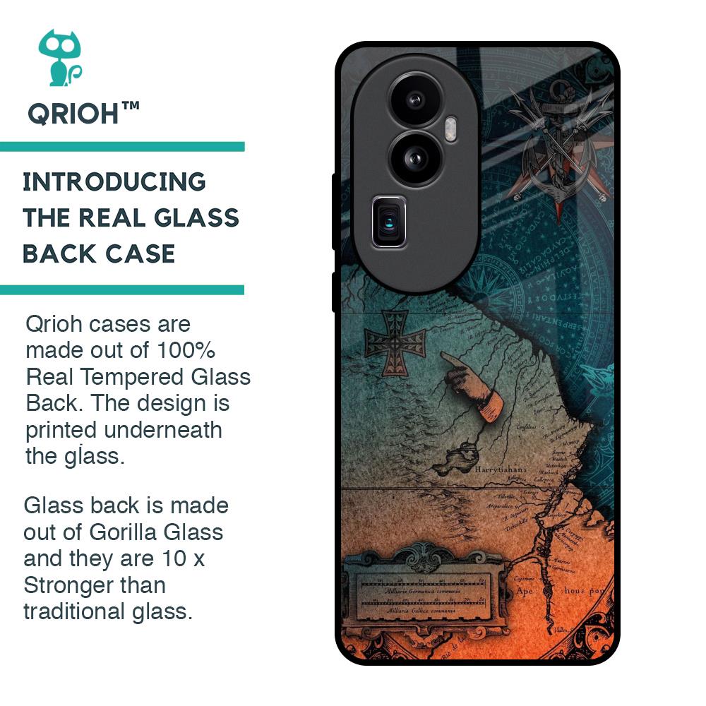 Geographical Map Glass Case for Oppo Reno10 Pro Plus 5G