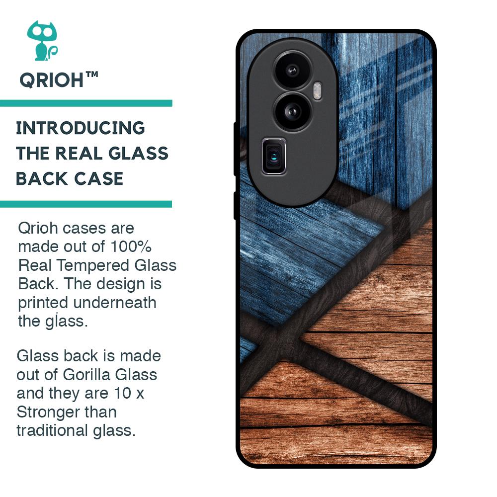 Wooden Tiles Glass Case for Oppo Reno10 Pro Plus 5G