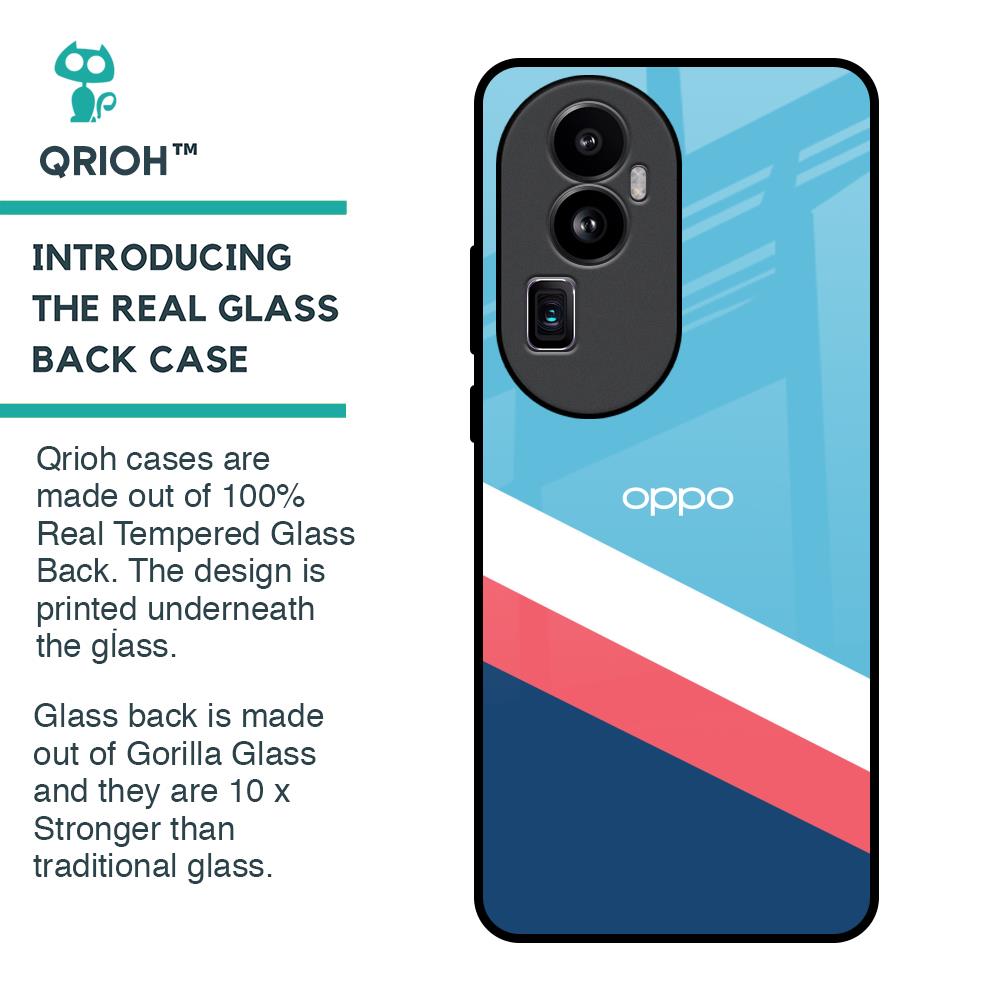 Pink & White Stripes Glass Case For Oppo Reno10 Pro Plus 5G