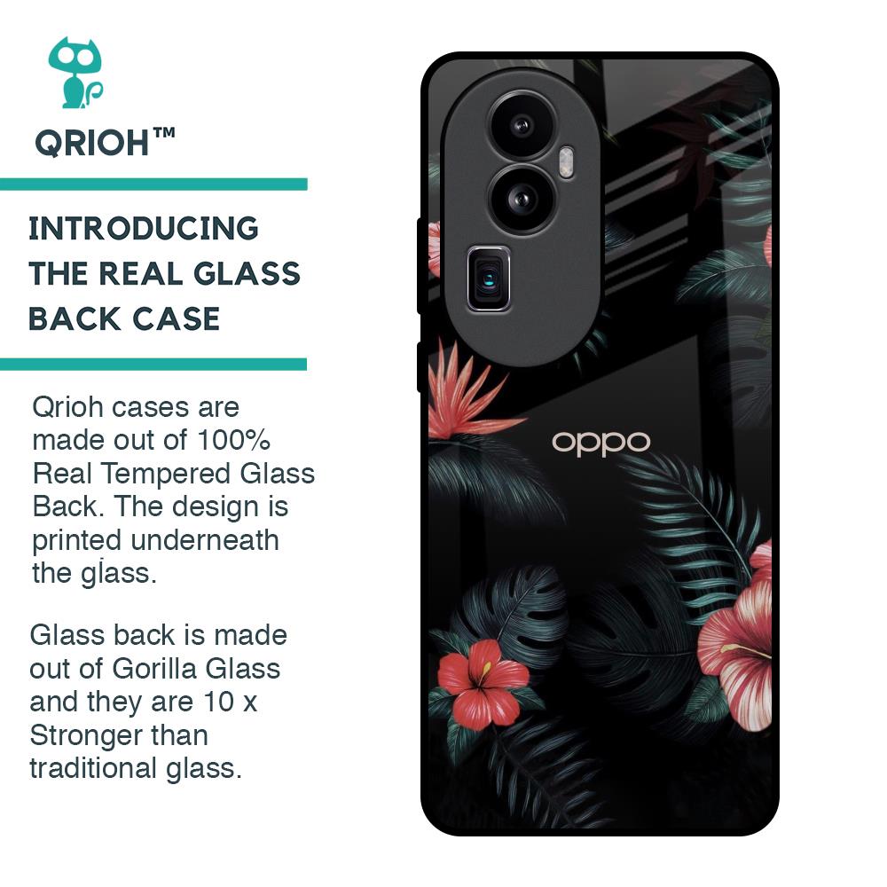 Tropical Art Flower Glass Case for Oppo Reno10 Pro Plus 5G
