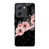 Floral Black Band Vivo Y36 Glass Back Cover Online