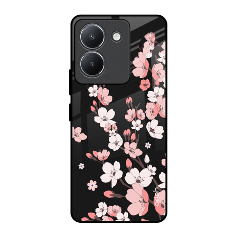 Black Cherry Blossom Vivo Y36 Glass Back Cover Online