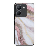 Pink & Gold Gllitter Marble Vivo Y36 Glass Back Cover Online