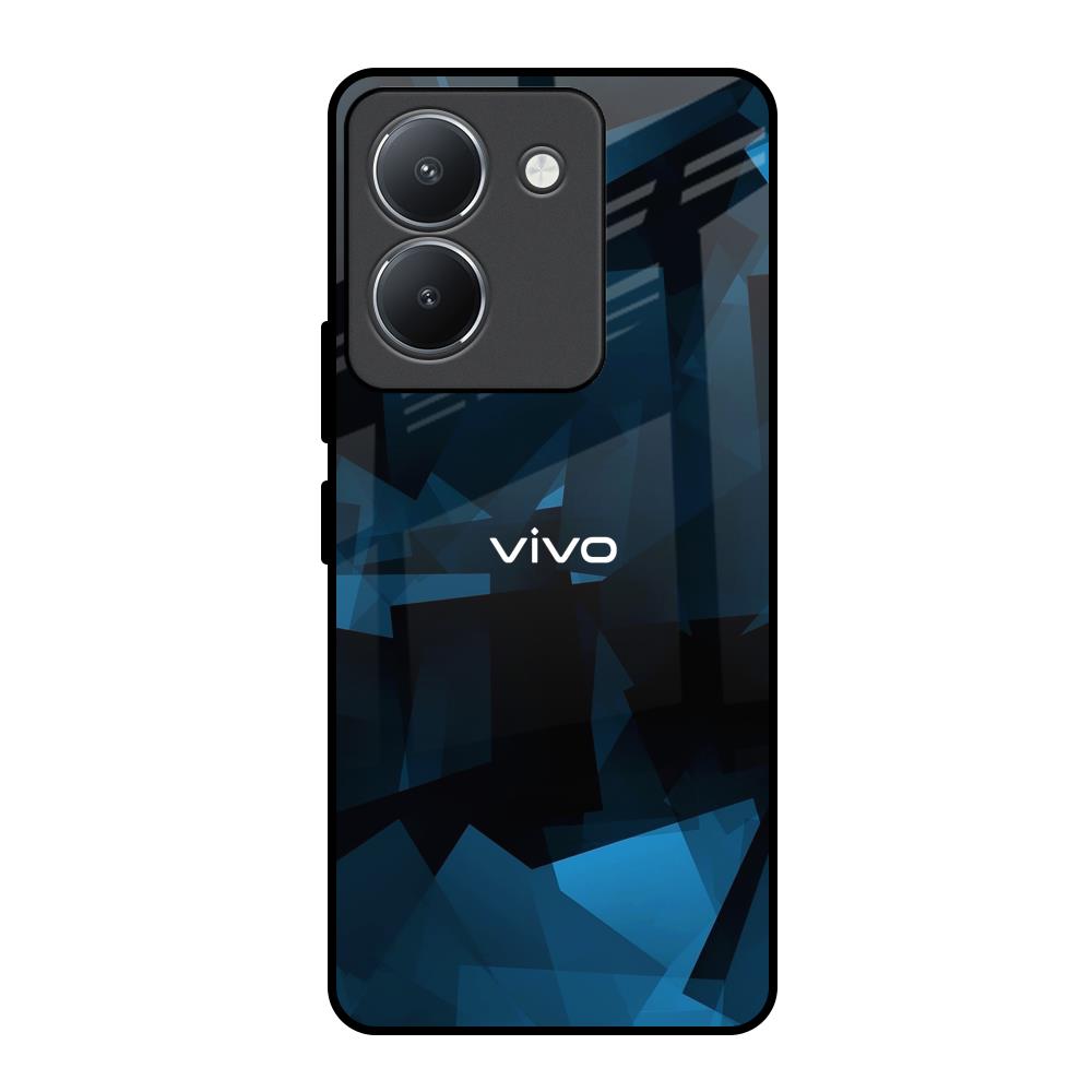 Polygonal Blue Box Vivo Y36 Glass Back Cover Online