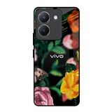 Flowers & Butterfly Vivo Y36 Glass Back Cover Online