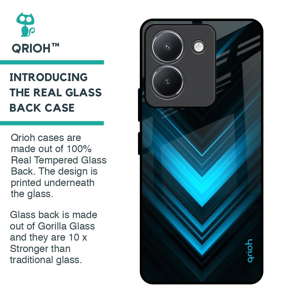 Vertical Blue Arrow Glass Case For Vivo Y36