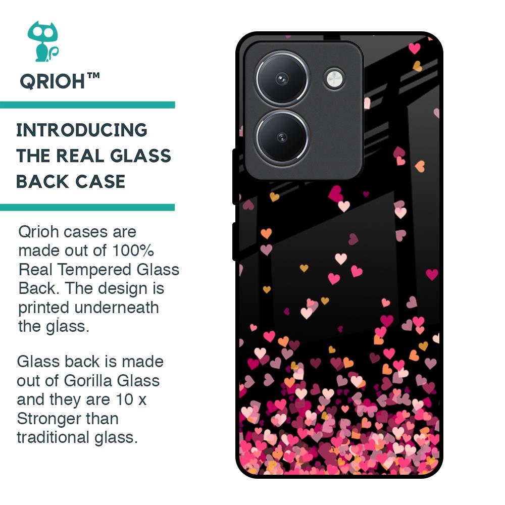 Heart Rain Fall Glass Case For Vivo Y36