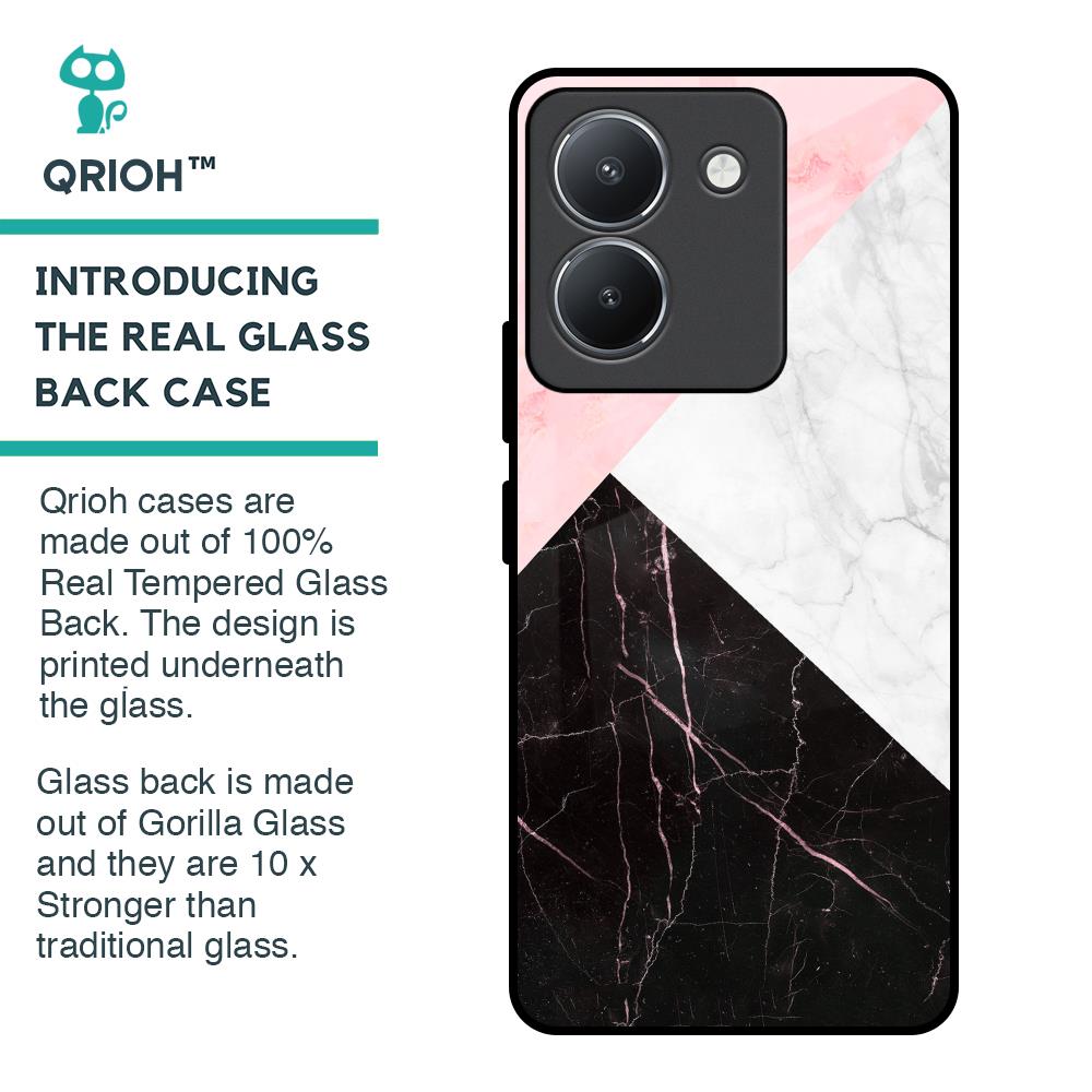 Marble Collage Art Glass Case For Vivo Y36