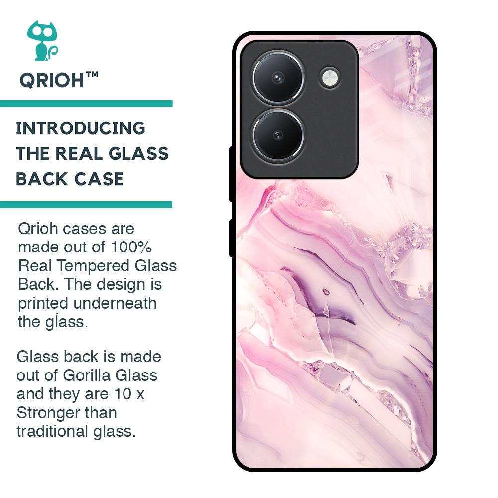 Diamond Pink Gradient Glass Case For Vivo Y36