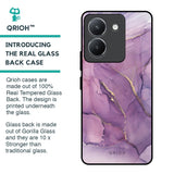 Purple Gold Marble Glass Case for Vivo Y36