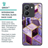 Purple Rhombus Marble Glass Case for Vivo Y36