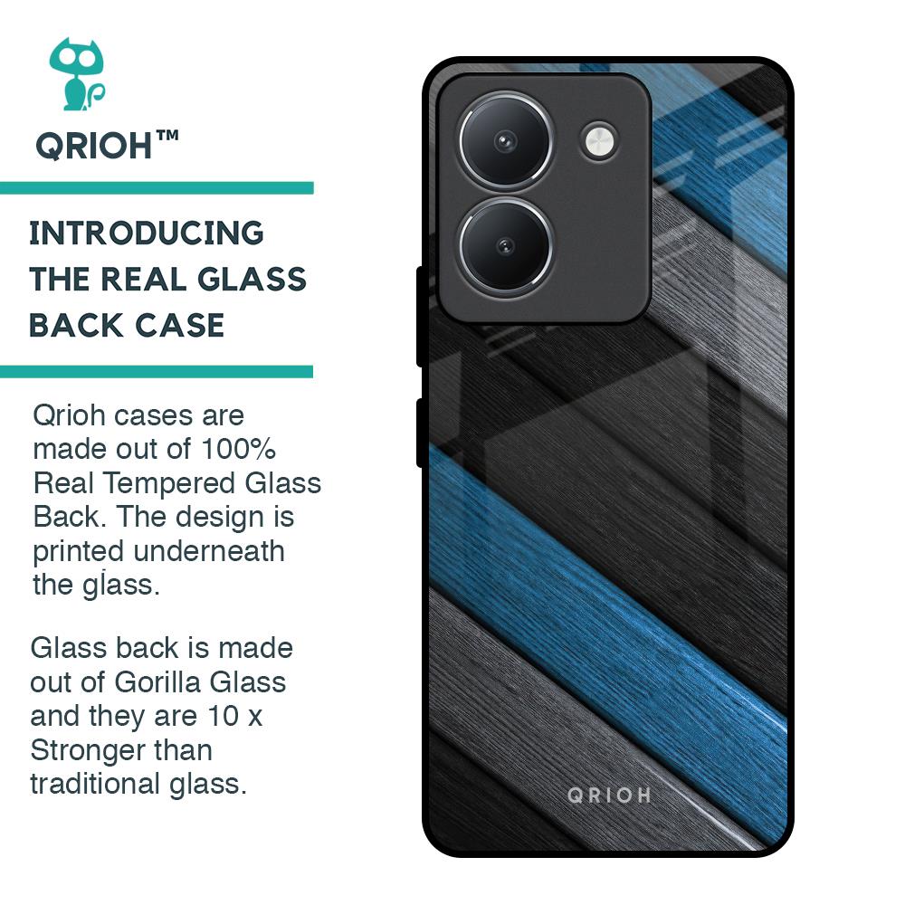 Multicolor Wooden Effect Glass Case for Vivo Y36