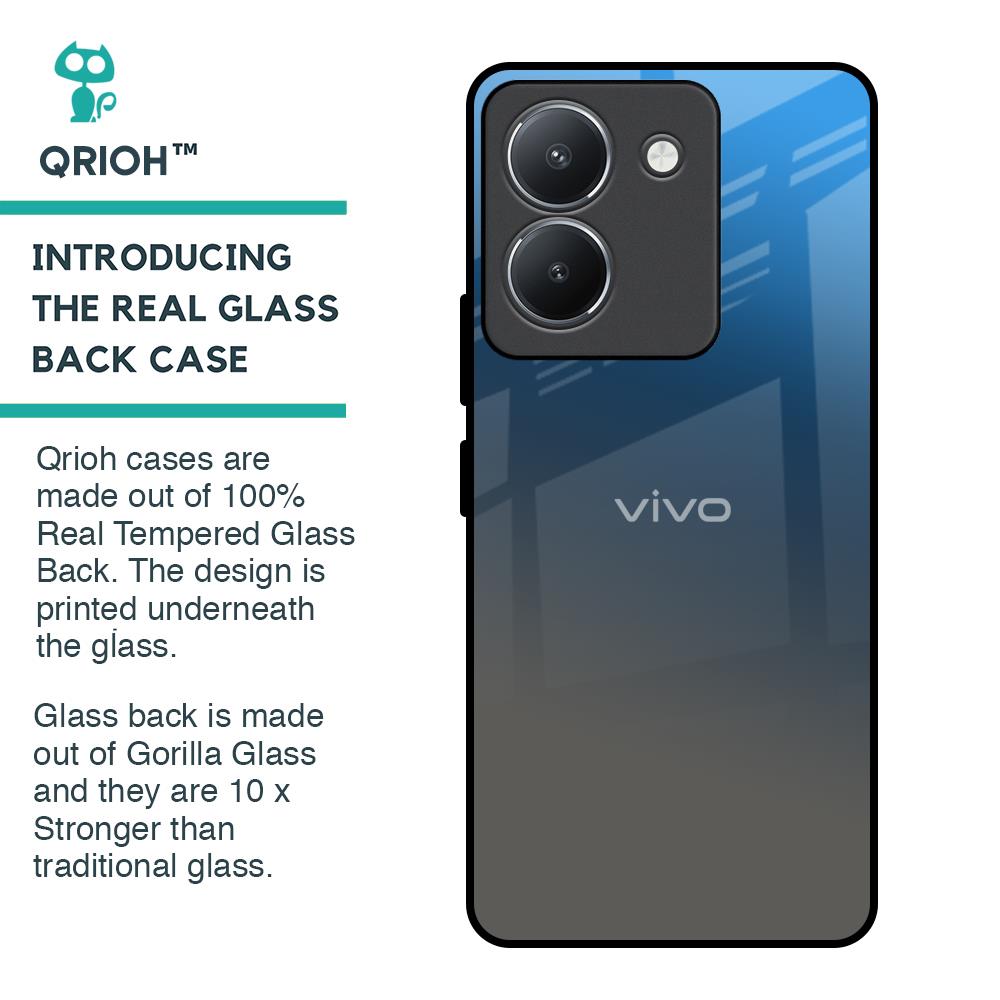 Blue Grey Ombre Glass Case for Vivo Y36