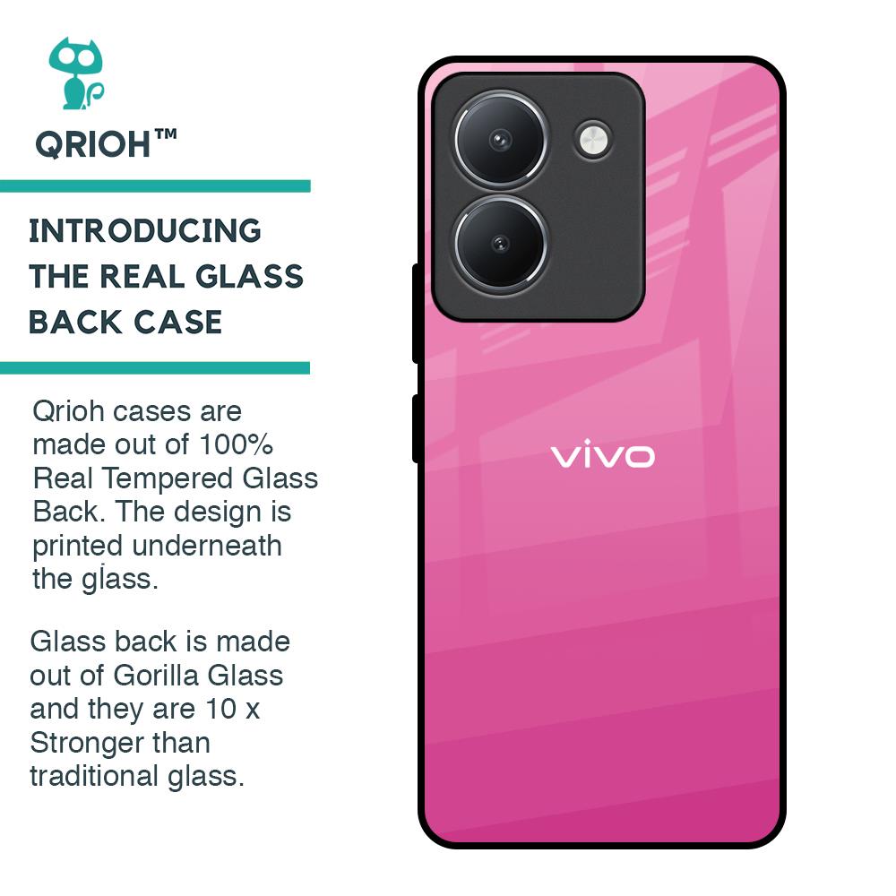 Pink Ribbon Caddy Glass Case for Vivo Y36