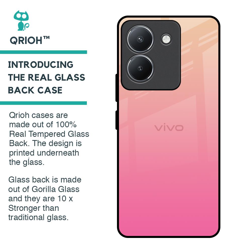 Pastel Pink Gradient Glass Case For Vivo Y36