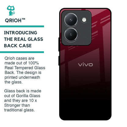 Wine Red Glass Case For Vivo Y36